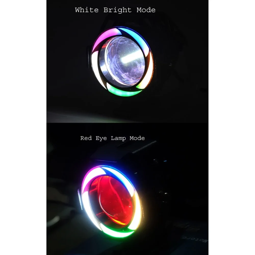 0ca016c764518c6c44585e20306caf71.webp Motorbike Motorcycle U7 Red LED Headlamp Sporty Red Rainbow Color High Brightness LED Head Light Universal Spotlight Driving Fog Light Ready Stock Malaysia