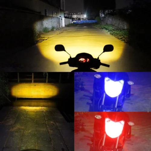sg-11134201-82617-mmcraw0uot8gc8.webp Universal Motorcycle Headlight P15D BA20D H4 Multi Color LED White Yellow Lens Spotlight Red Blue Flash Strobe Mode Motorbike Headlamp High Brightness Ready Stock Malaysia